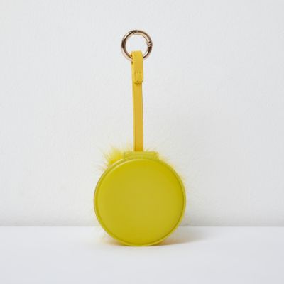 Yellow pom pom mirror keyring